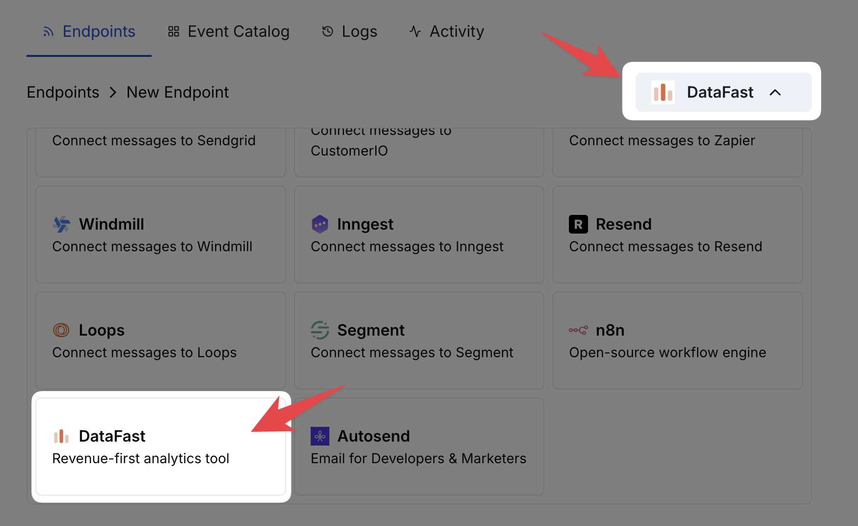 Select DataFast integration