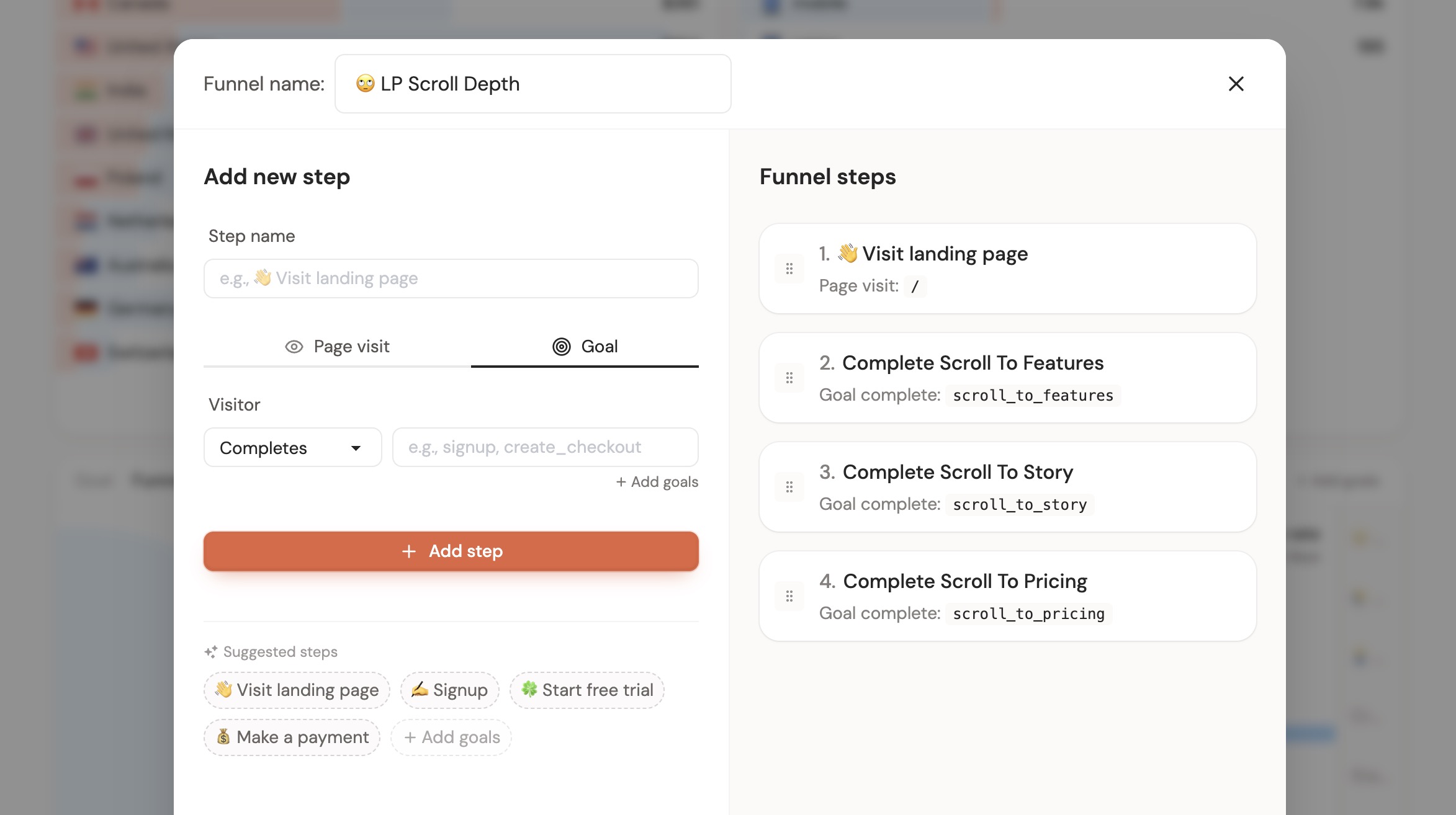 DataFast funnel example